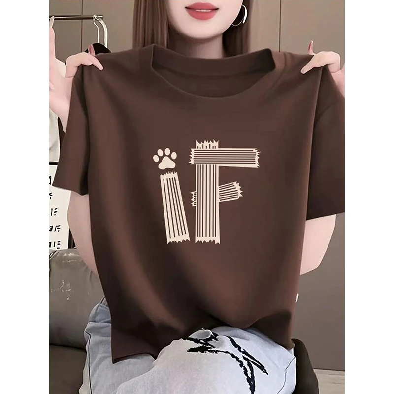 2025新款夏季短袖t恤正肩圆领显瘦咖色时尚休闲百搭洋气宽松上衣