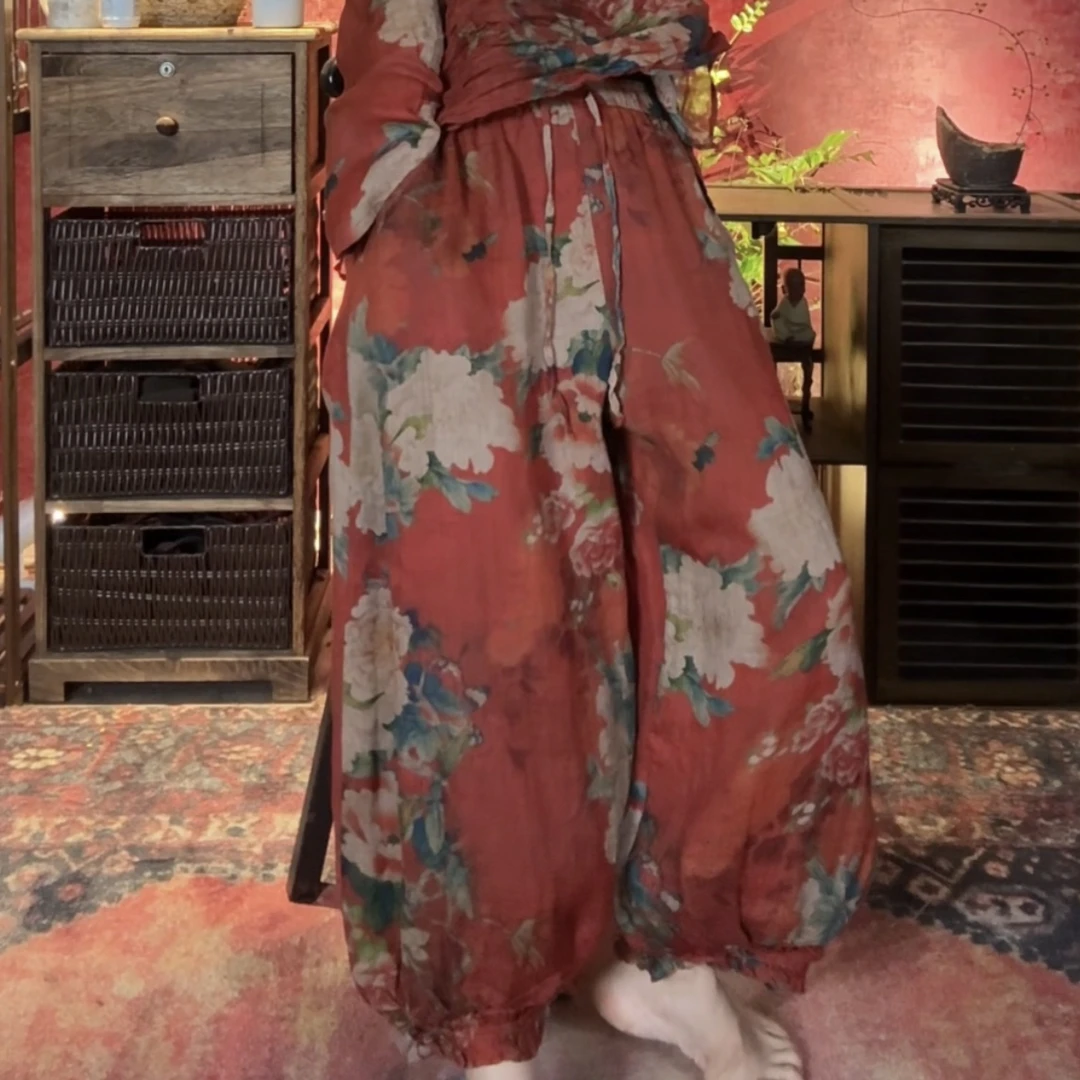 小妖精～苎麻双层灯笼南瓜裤（裤长88臀围140左右）