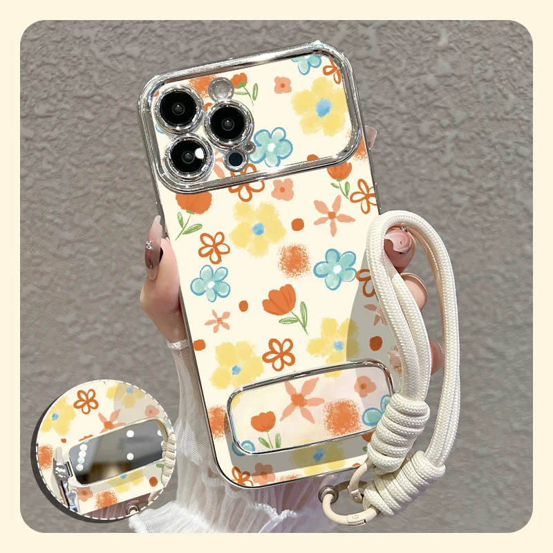 【苹果/华为/oppo/vivo/小米】适用黄橙花朵大视窗手机壳女防摔时尚