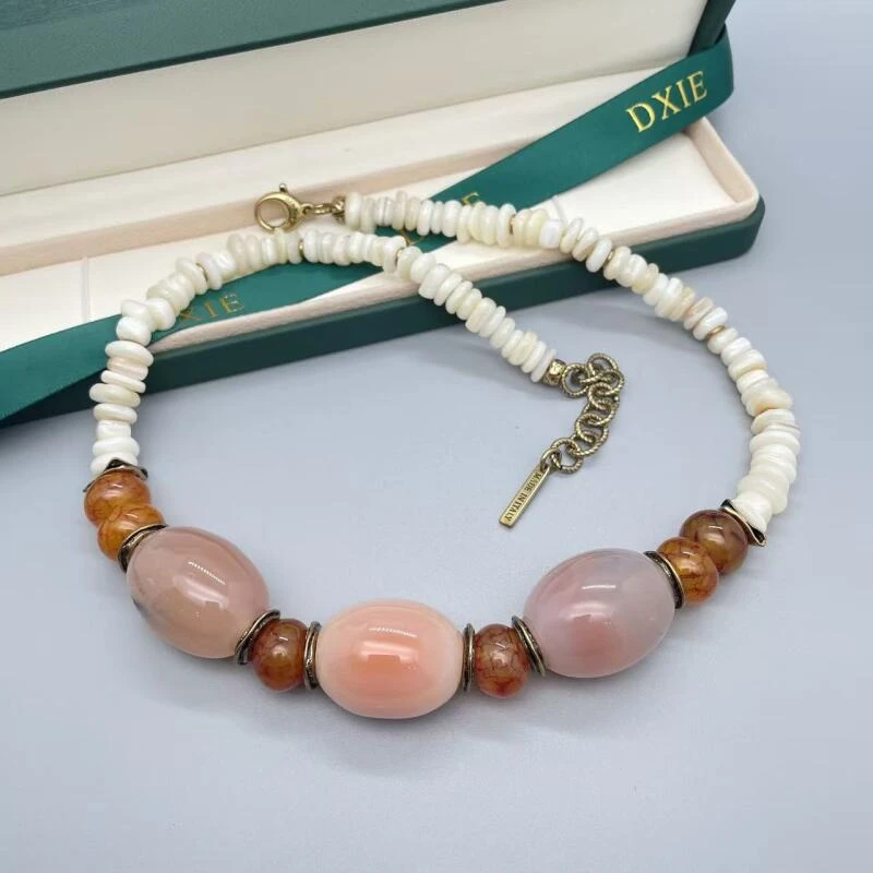 非金属仿珍珠项链 DXIE铜合金项链欧洲手工设计精致复古NP436