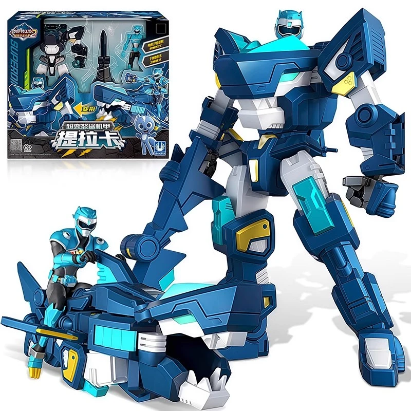 正版迷你特工队超级恐龙力量2弗特怒鲨机甲提拉卡变形机器人玩具
