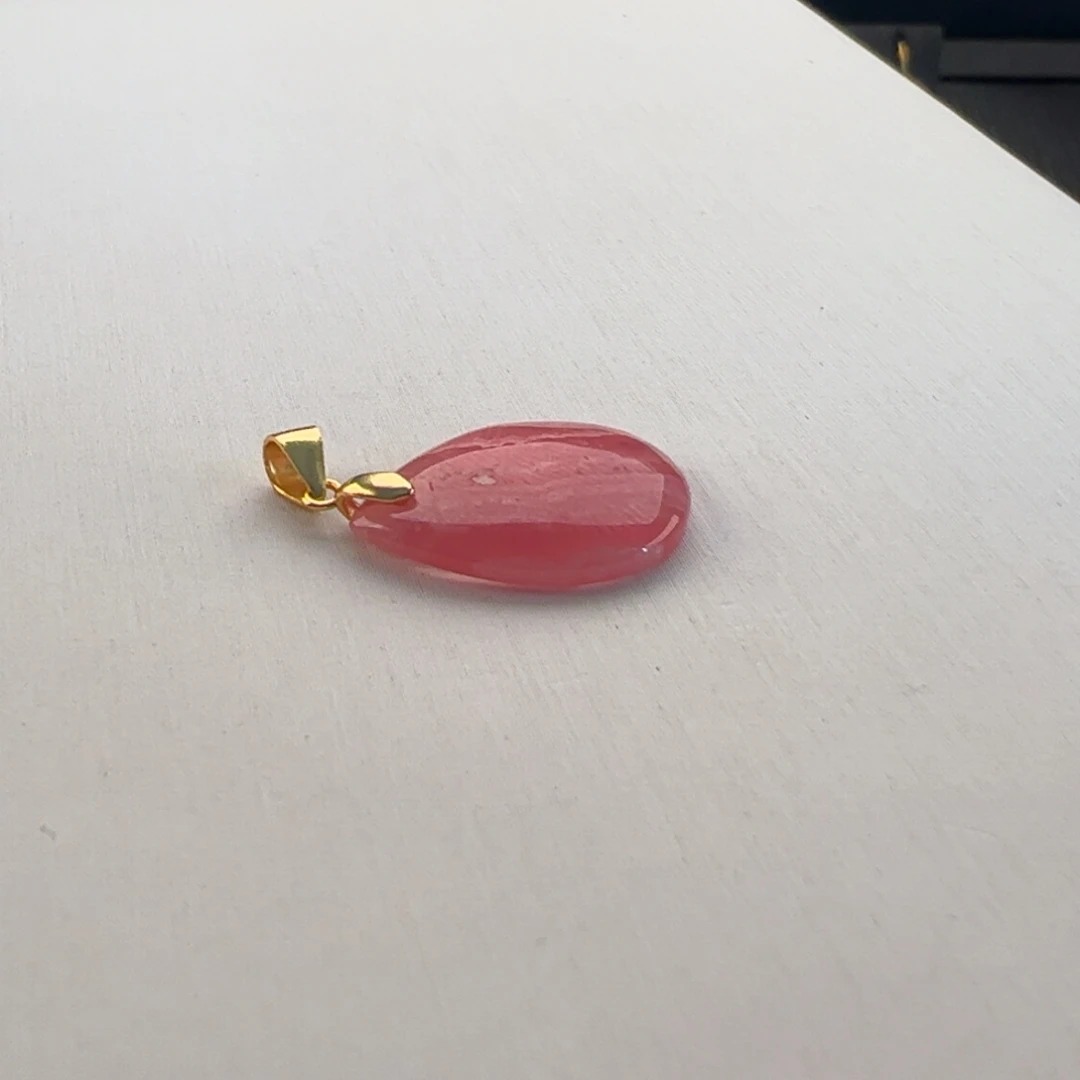 菱锰矿（红纹石）银S925镶嵌吊坠(不含链)