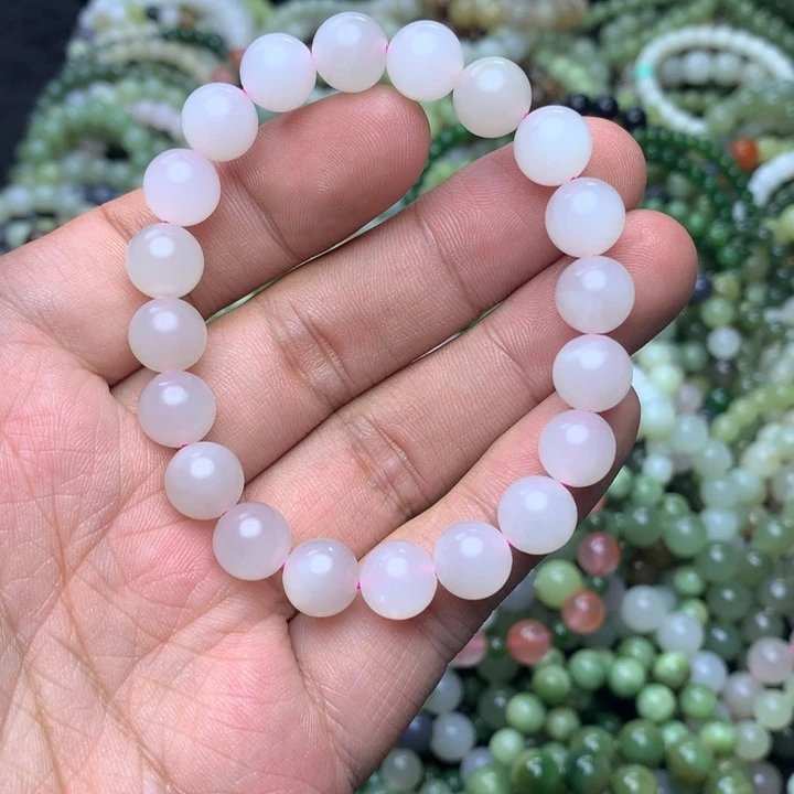 和田玉未镶嵌手串樱花粉
