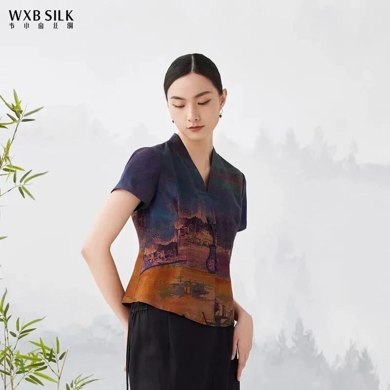 韦小宝新款【香云纱】韦小宝夏小衫香云纱上衣舒适女 2321101125