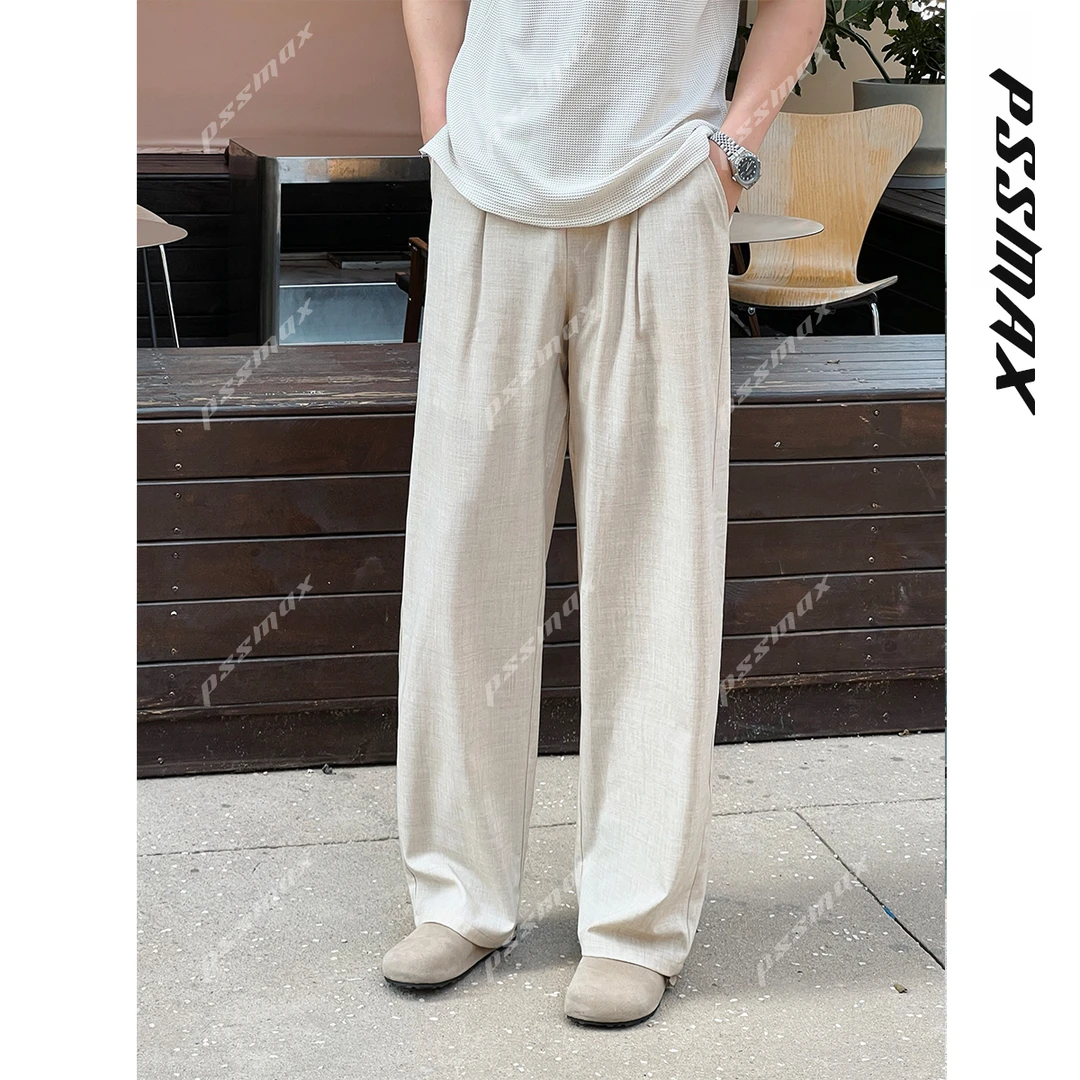 【现货】PSSMAX 胖俗俗【经典老钱亚麻肌理感裤】2025秋冬垂感休闲裤