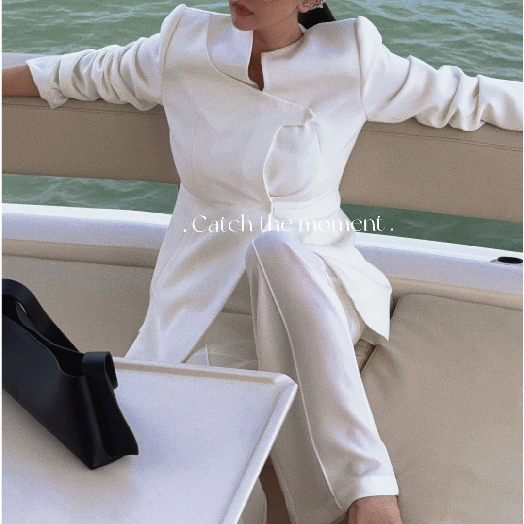 【肆姐高定】设计师款极简风分割修身长裤套装XY1609