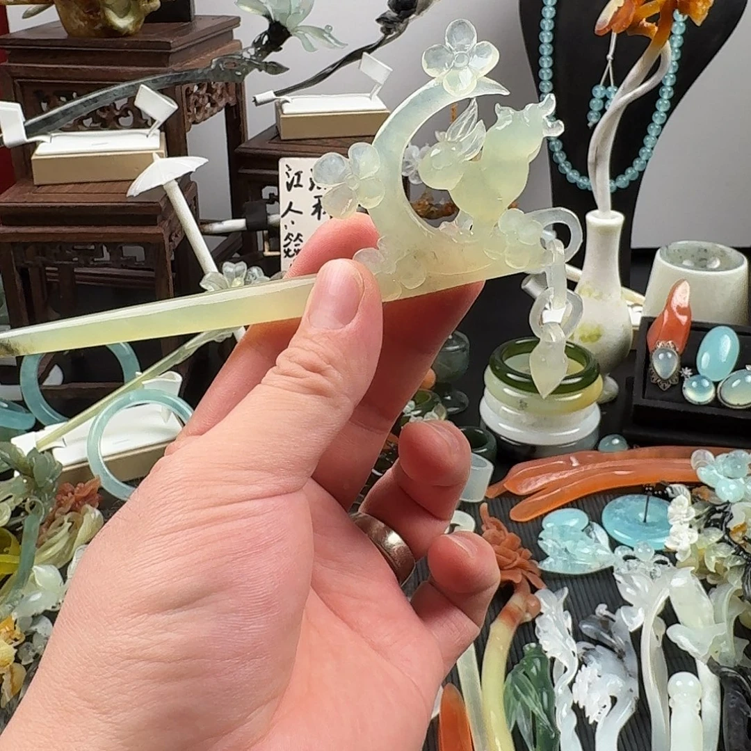 蛇纹石玉未镶嵌发饰