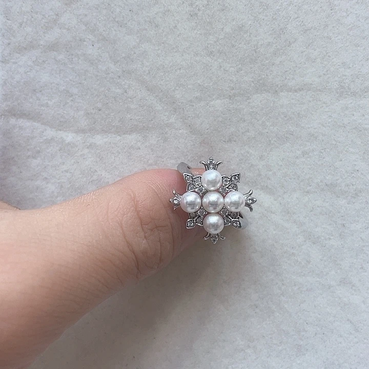 戒指银S925镶嵌海水珍珠