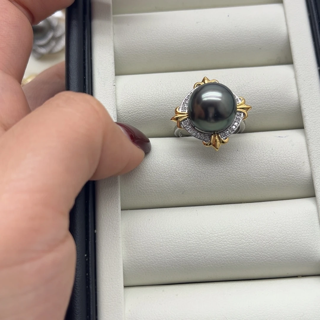 戒指海水珍珠银S925镶嵌
