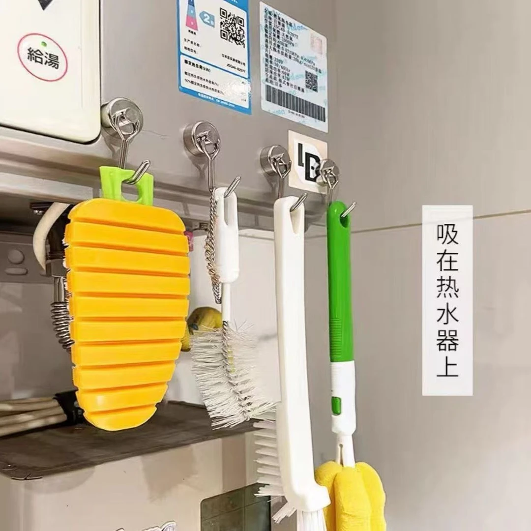 【4个装】磁吸挂钩厨房家用免打孔磁吸收纳小挂钩冰箱门无痕磁吸