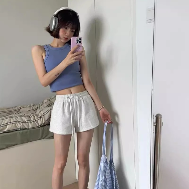 美式运动阔腿短裤女夏季2025新款外穿高腰显瘦宽松热裤百搭休闲裤