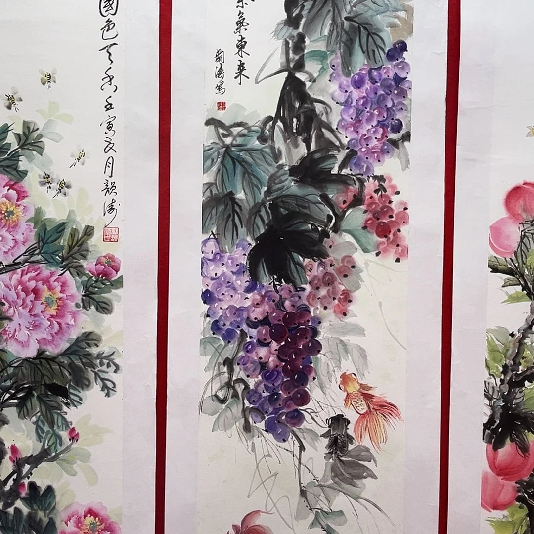 西***堂国画龚韵涛老师四尺对开冯