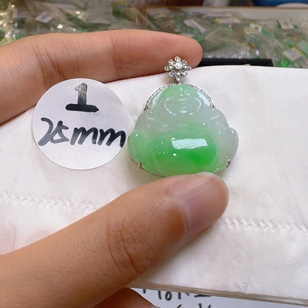 吊坠(不含链)18K金镶嵌翡翠