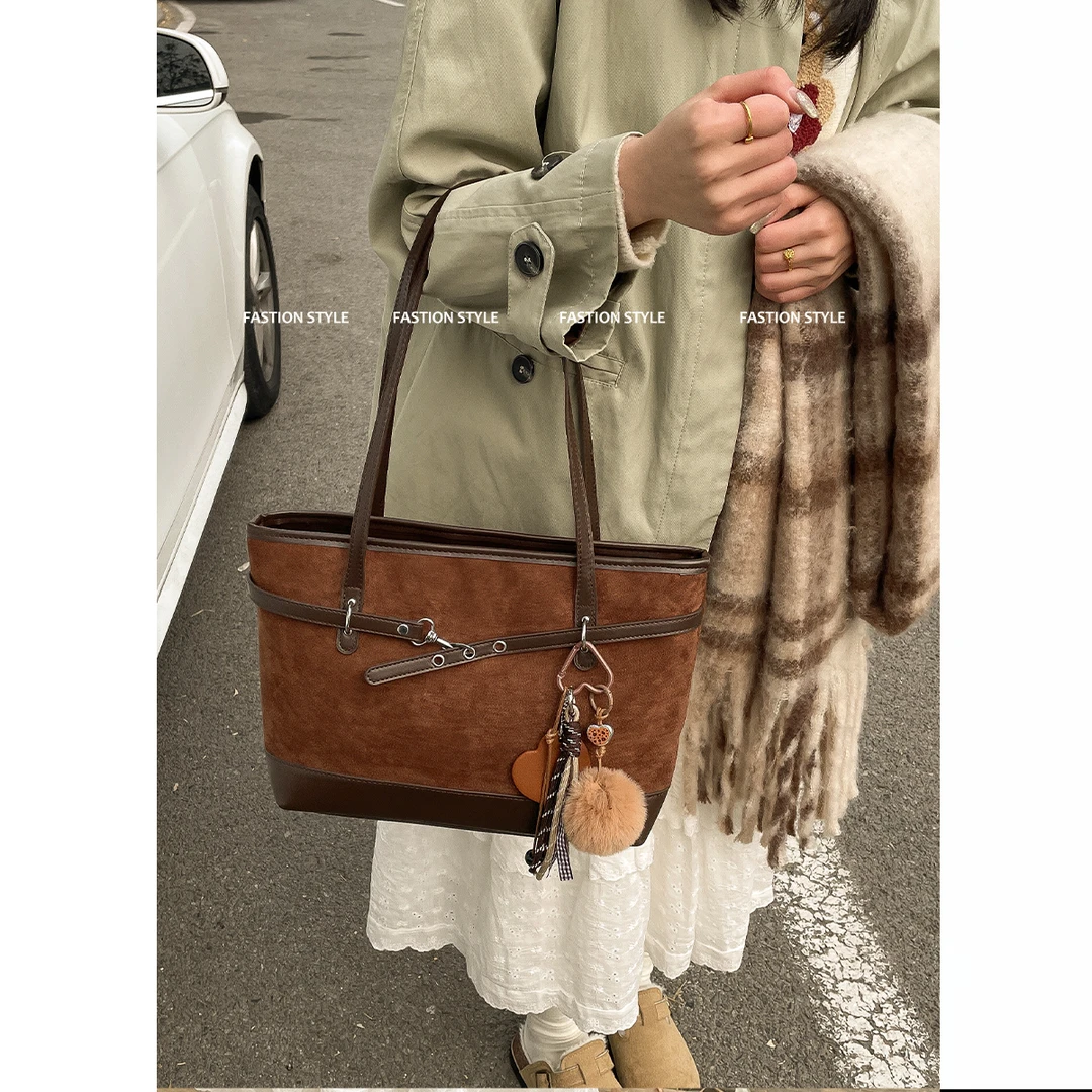 2025秋冬新款百搭复古通勤大容量托特包单肩包