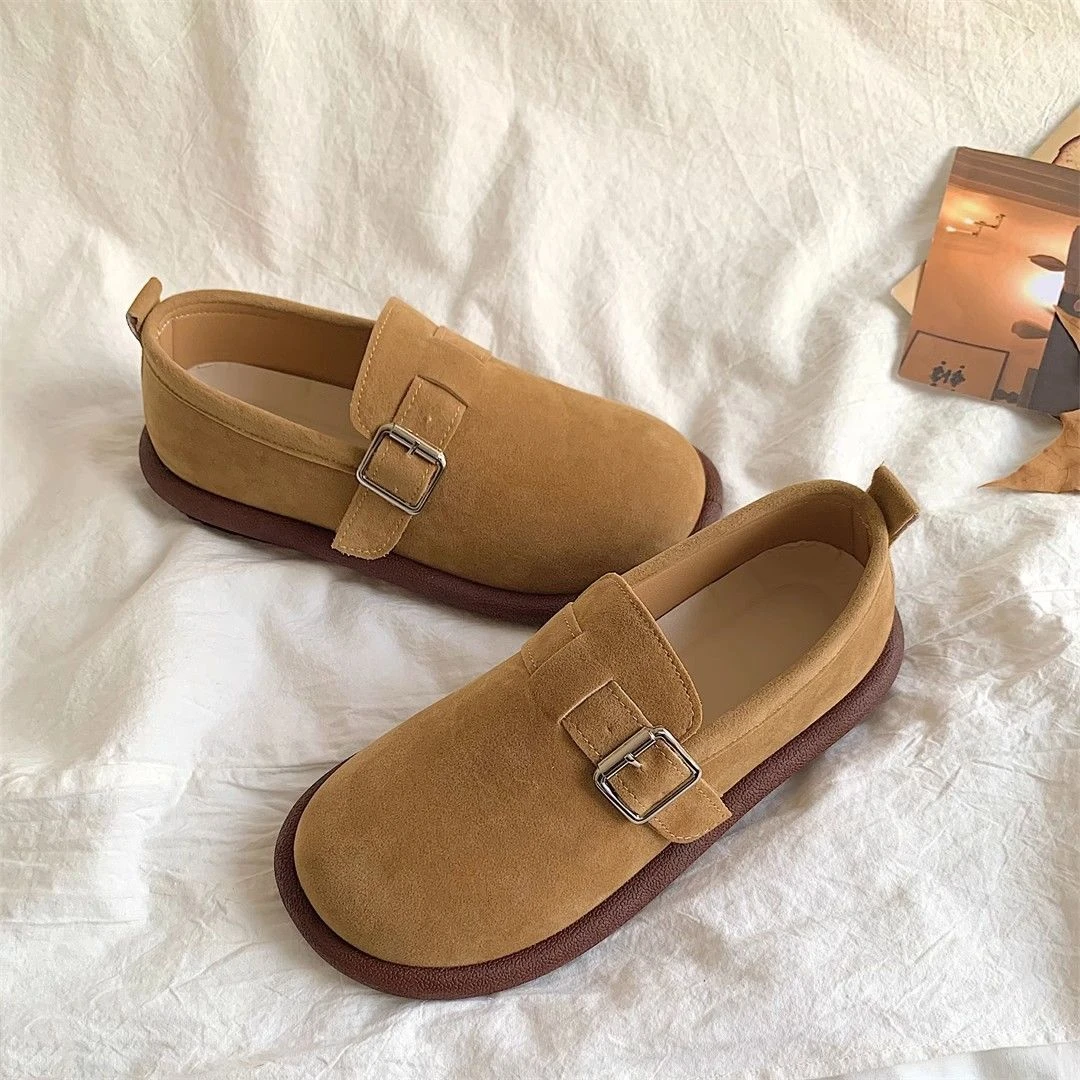 2024春秋新款ins超火百搭勃肯鞋女学生复古一脚蹬软底防滑面包鞋