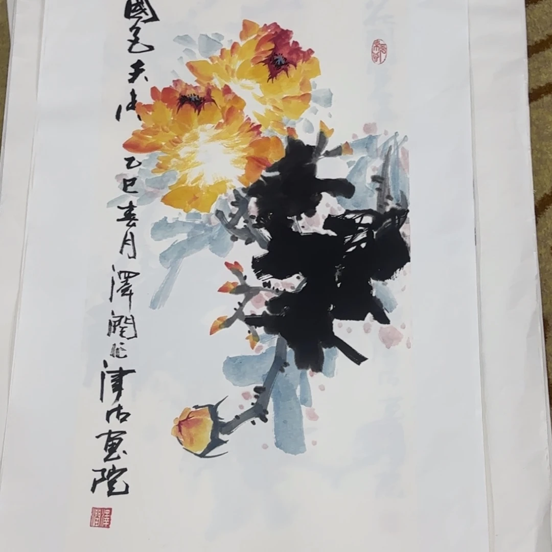 国画四尺四开花鸟作品艺