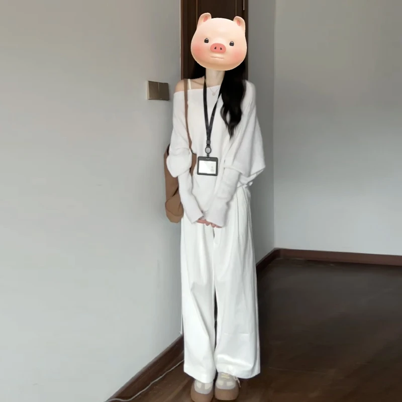 5207白色高级感穿搭休闲裤女早春2025新款小个子香风盐系轻熟裤子