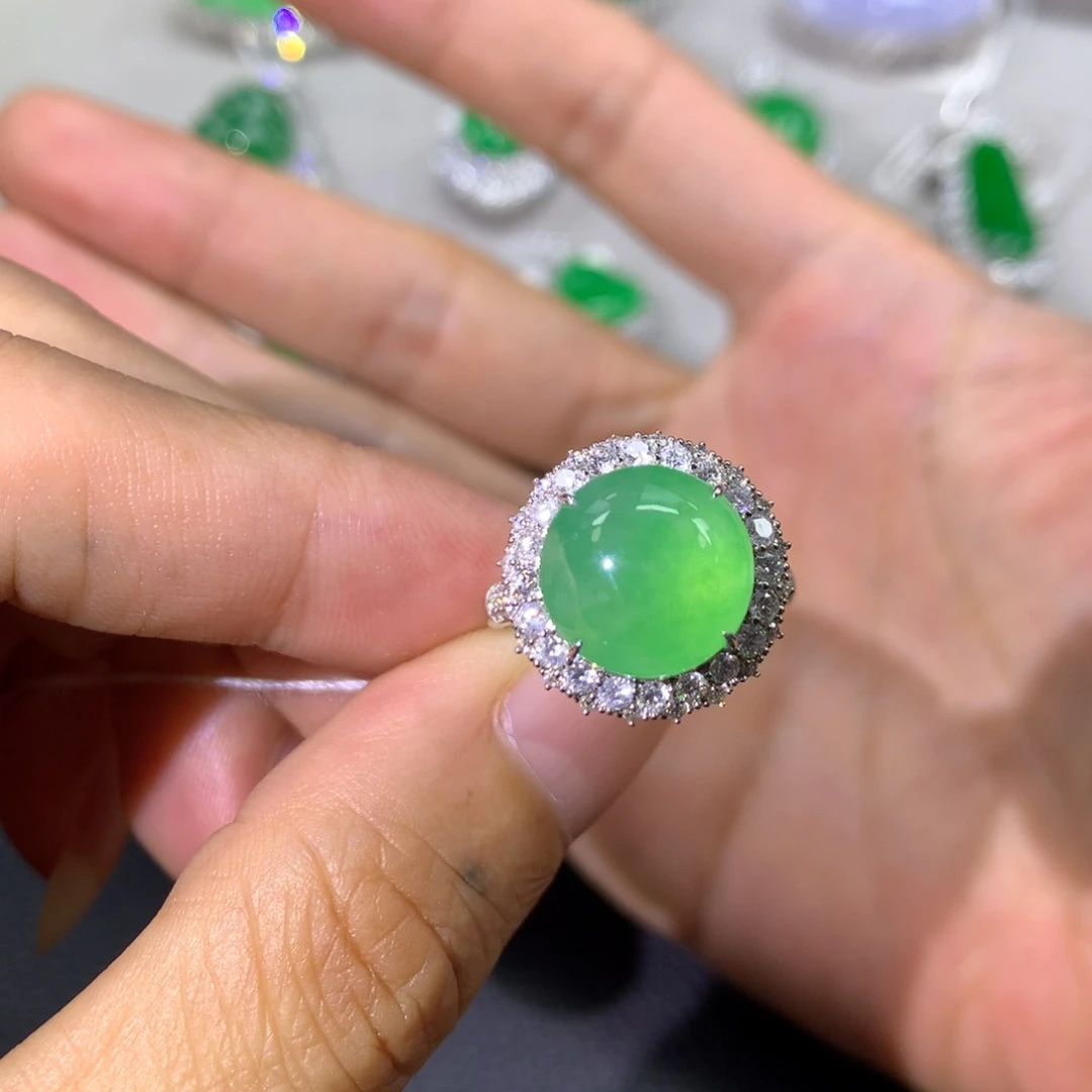 翡翠戒指18K金镶嵌两用款