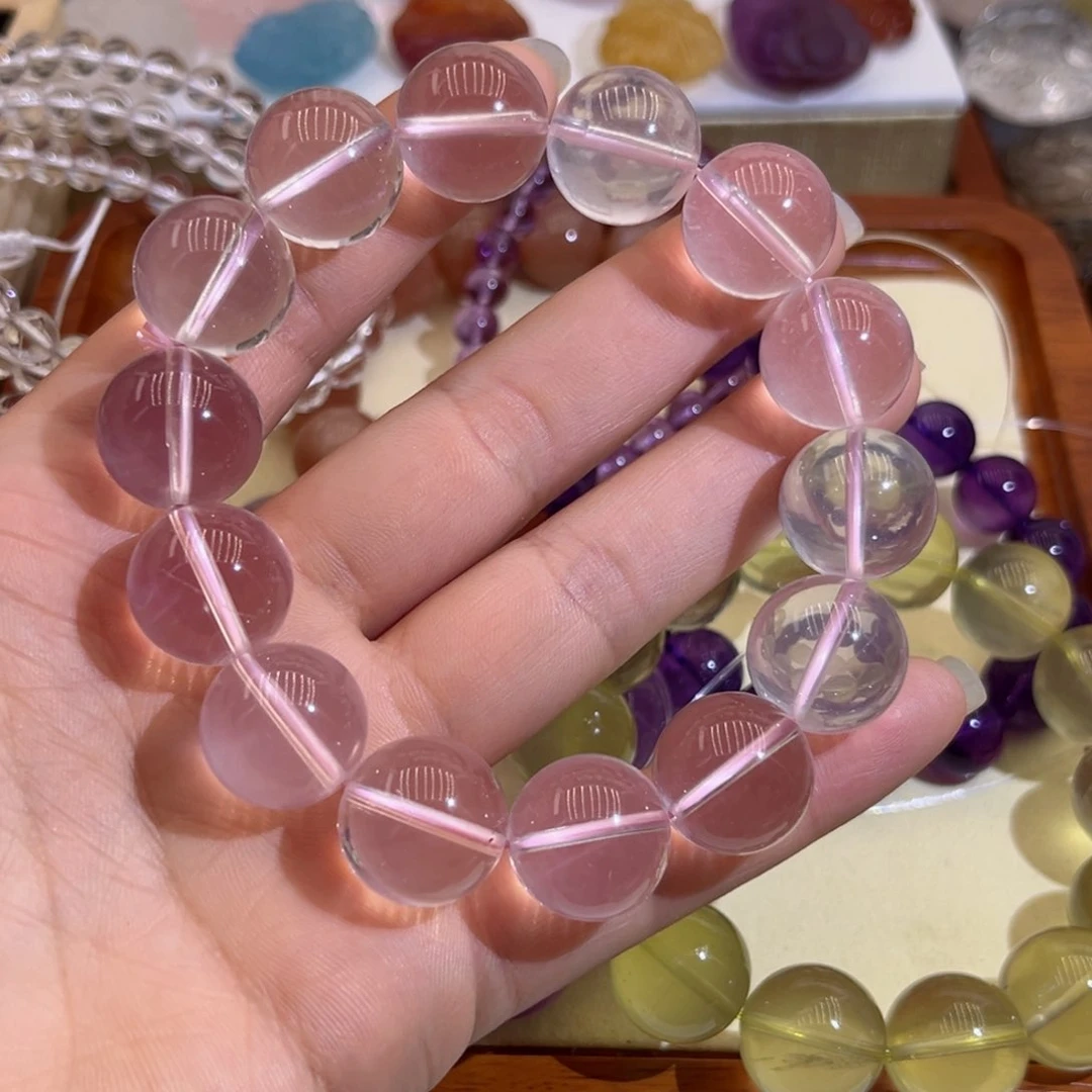 水晶颈饰银S925镶嵌财****婆星光粉69