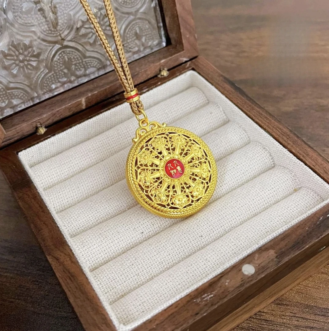 合金吊坠 铜合金项链古法九九如意罗盘吊坠项链福字罗盘挂坠