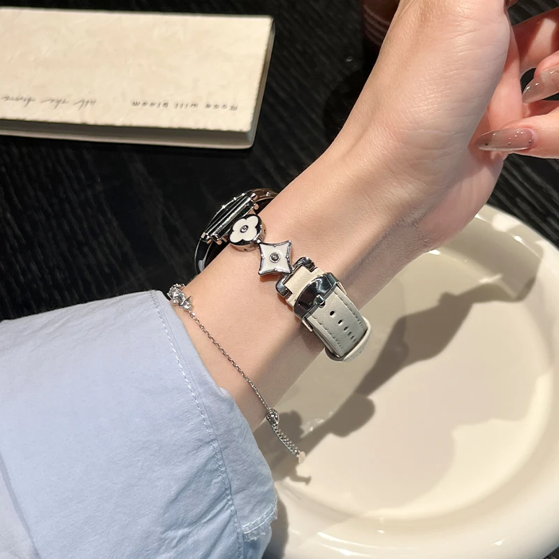 适用华为手表gt5表带新款十字花皮质watch4gt5pro滴胶女士腕带gt4