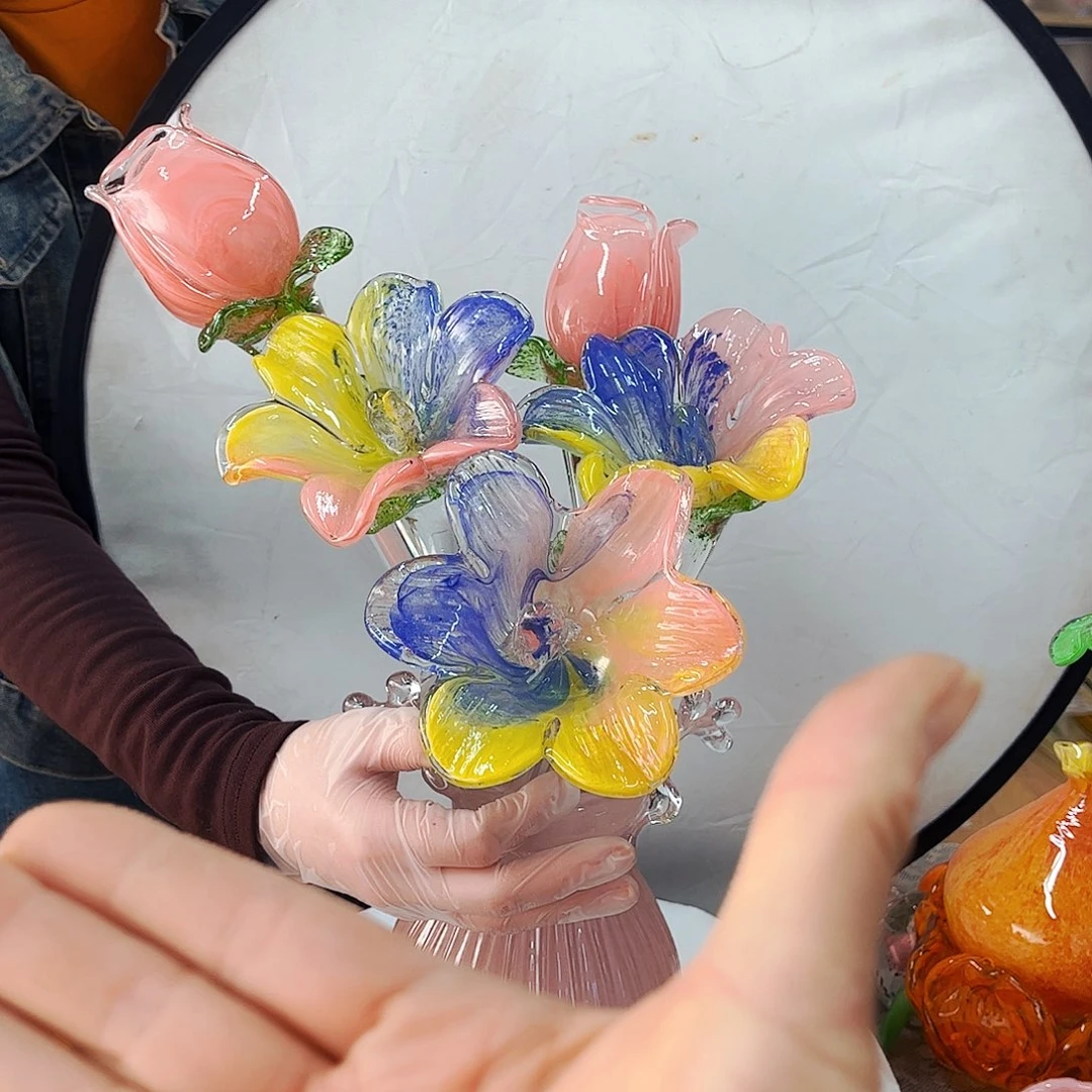 5朵花 家悦琉璃工艺品
