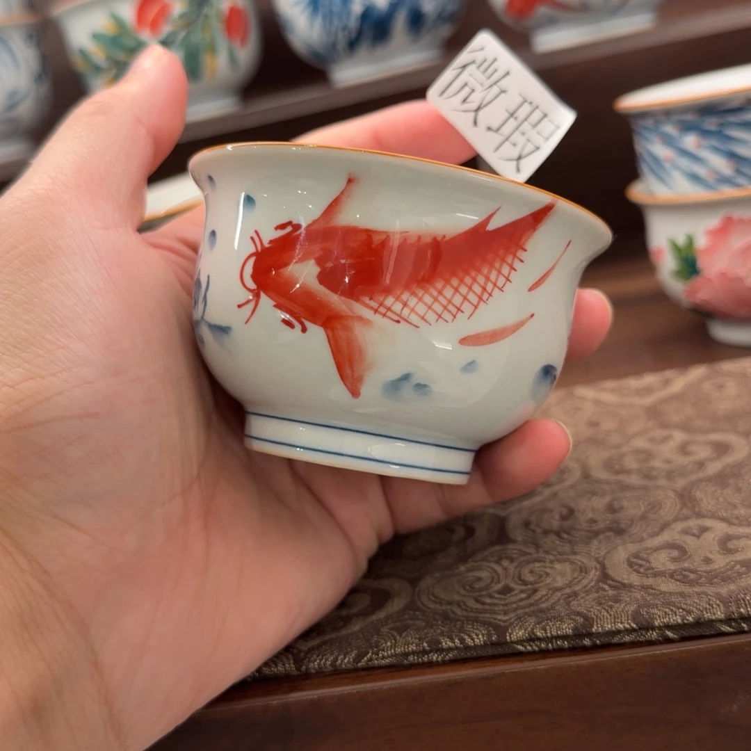 釉下手绘茶具微瑕