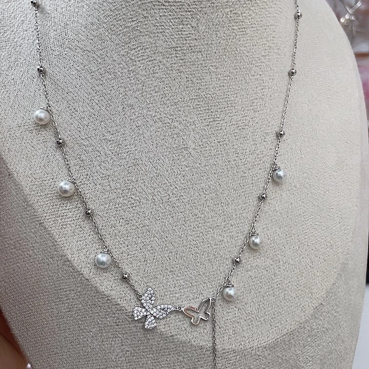 淡水珍珠银S925镶嵌颈饰