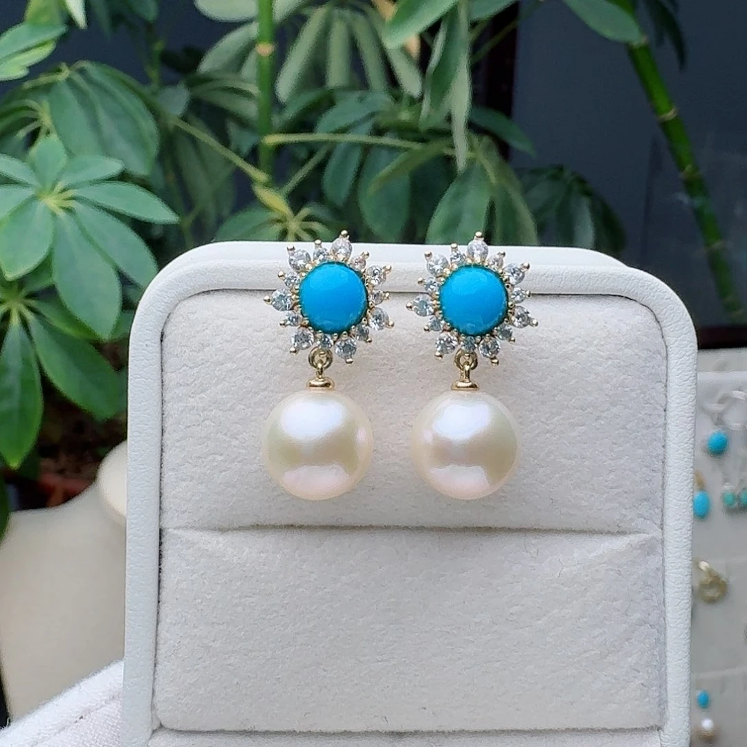 绿松石未镶嵌耳饰耳环