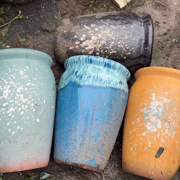 紫砂花盆口12.5高19颜色随机。。。。。。。。