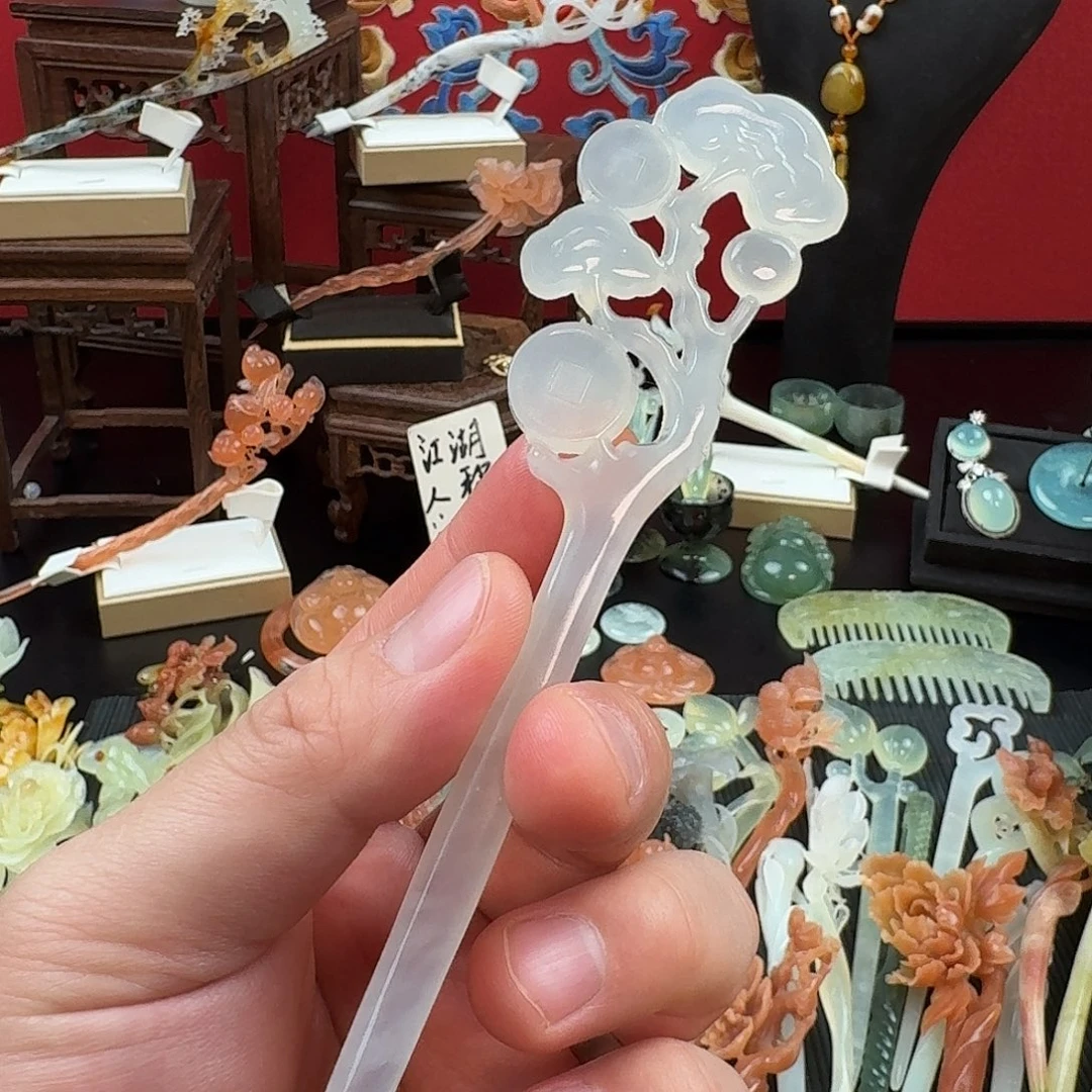 蛇纹石玉未镶嵌发饰