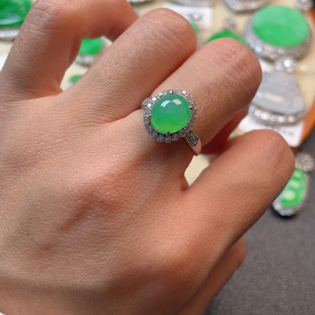 翡翠吊坠(不含链)银S925镶嵌戒指