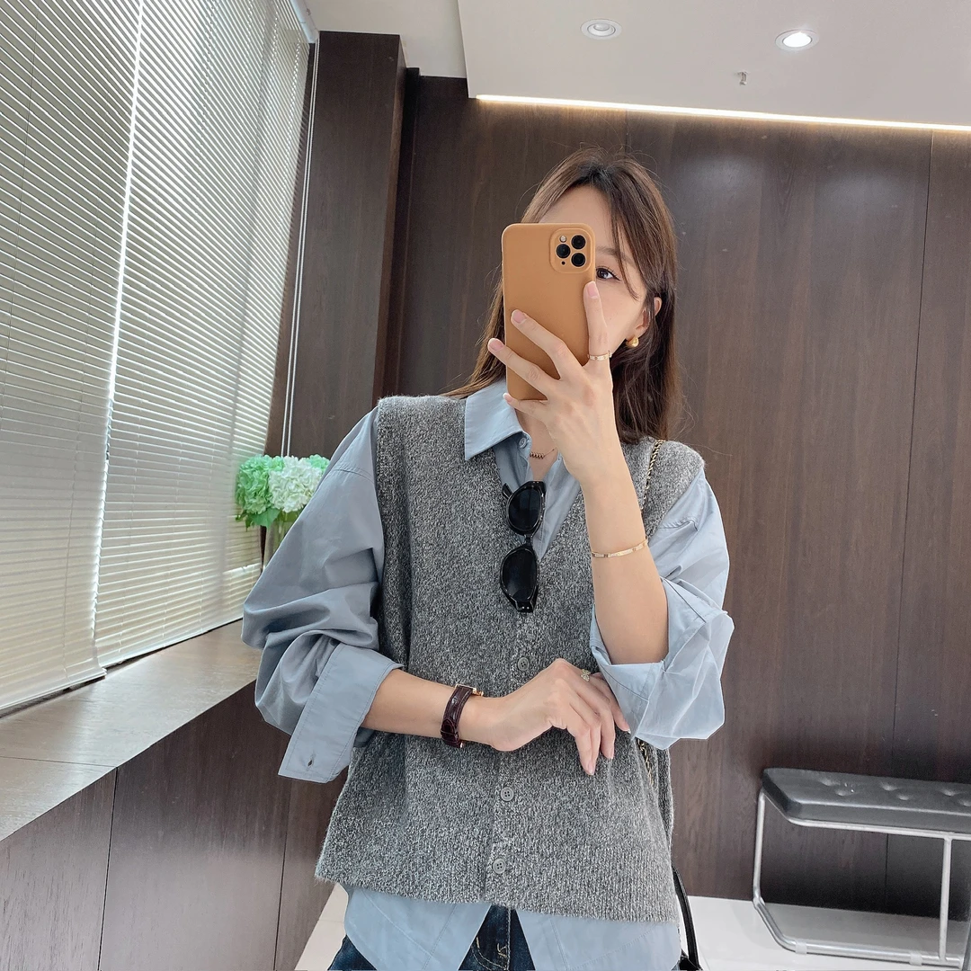 IMFLY金小金自制女装 马夹DYW9796早秋韩版可外搭叠穿针织马夹