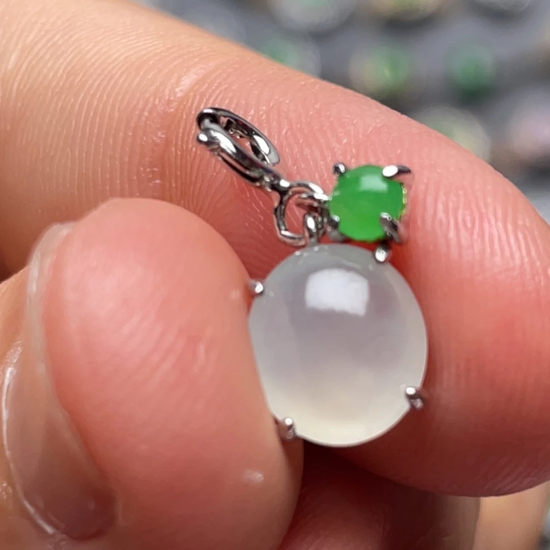 翡翠银S925镶嵌颈饰纯天然缅甸翡翠