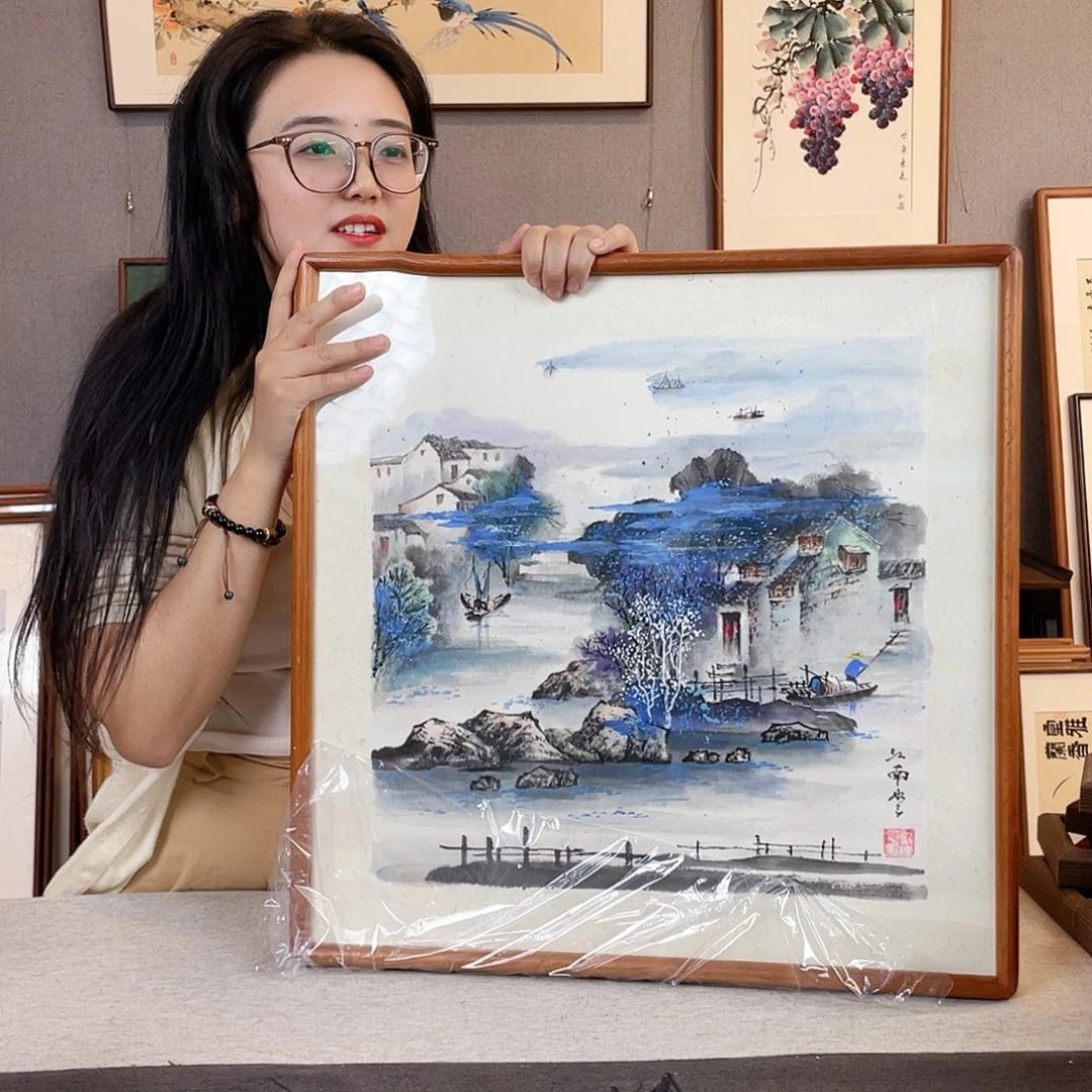 书法手绘带框尺寸：53*53