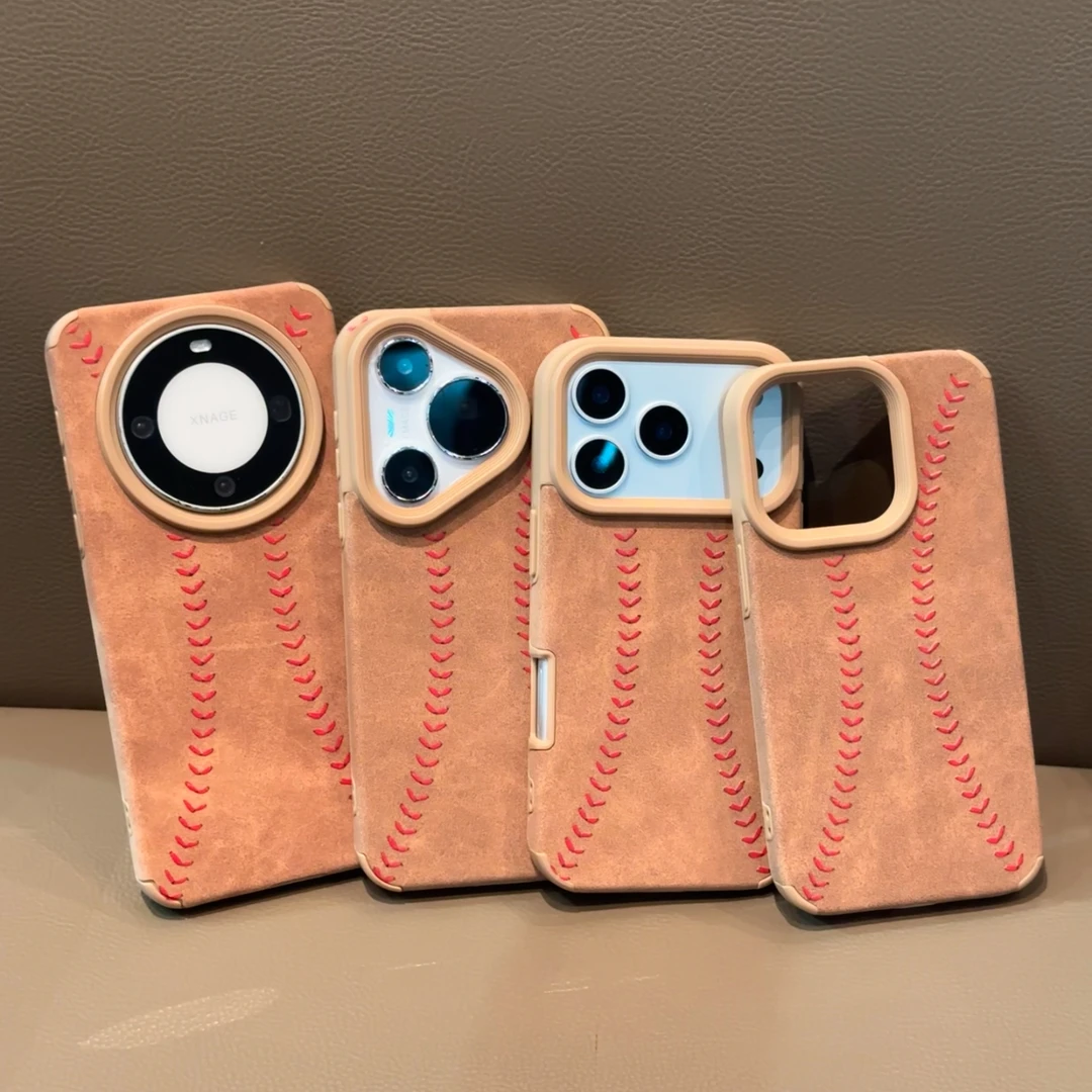 BANCA棒球纹适用苹果16皮纹手机壳iPhone17小米15vivoppo华为P70