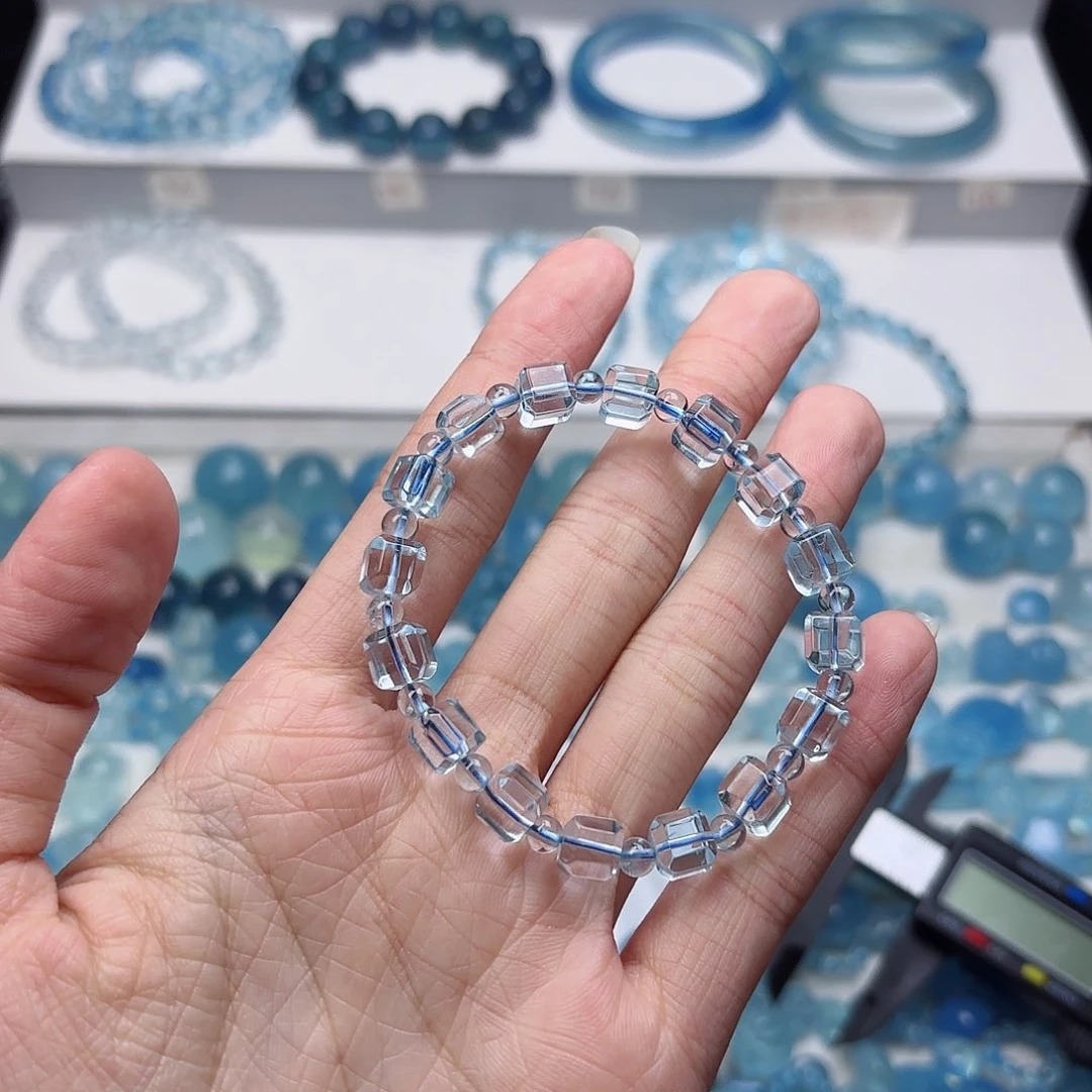 托帕石手链未镶嵌方糖加圆珠