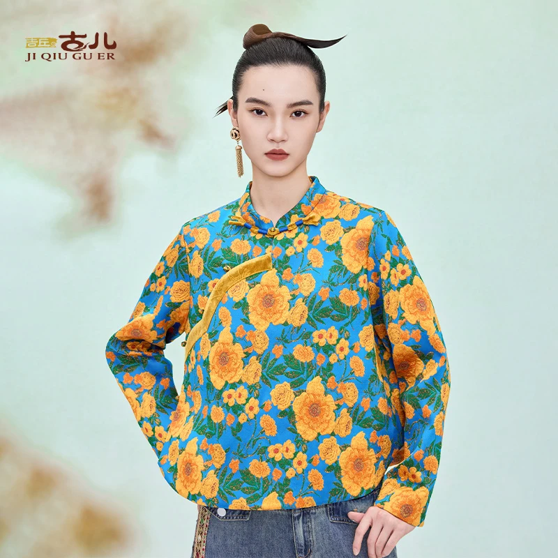 吉丘古儿岁岁暖中式提花短外套时尚休闲设计感上衣新款秋G251Y014