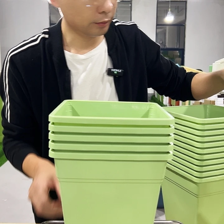 微瑕方盆口20高22果绿5只带托