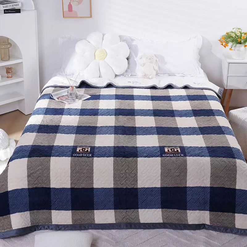 2025新款秋冬床盖牛奶绒床盖宽边绗缝柔软亲肤保暖AB面