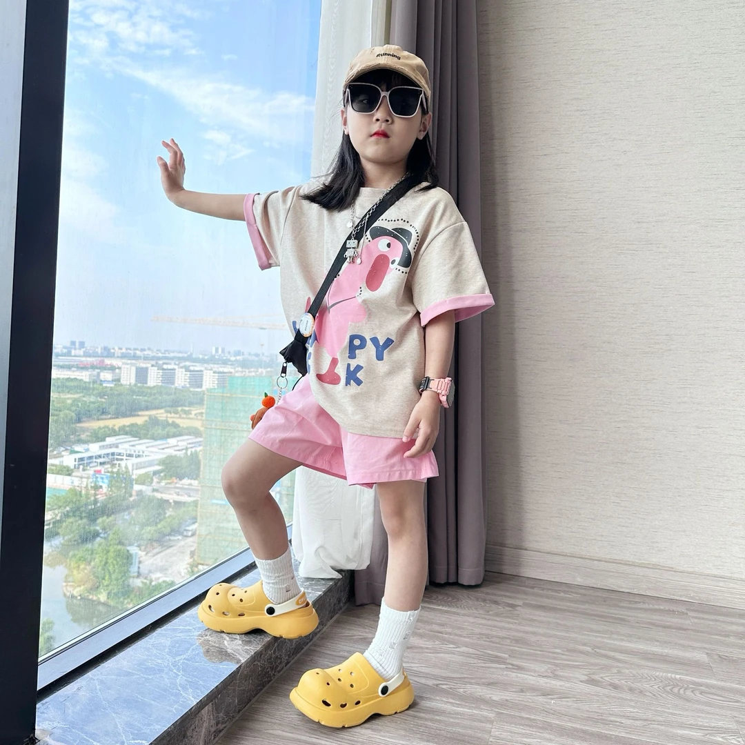 女童短袖短裤套装夏季2025新款儿童韩版休闲夏日穿搭女孩大童夏装