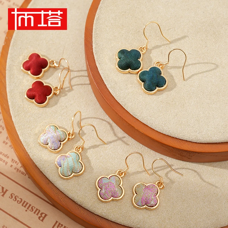 非金属布艺耳饰 PTAH布塔新款桑蚕丝宋锦耳环PT2238