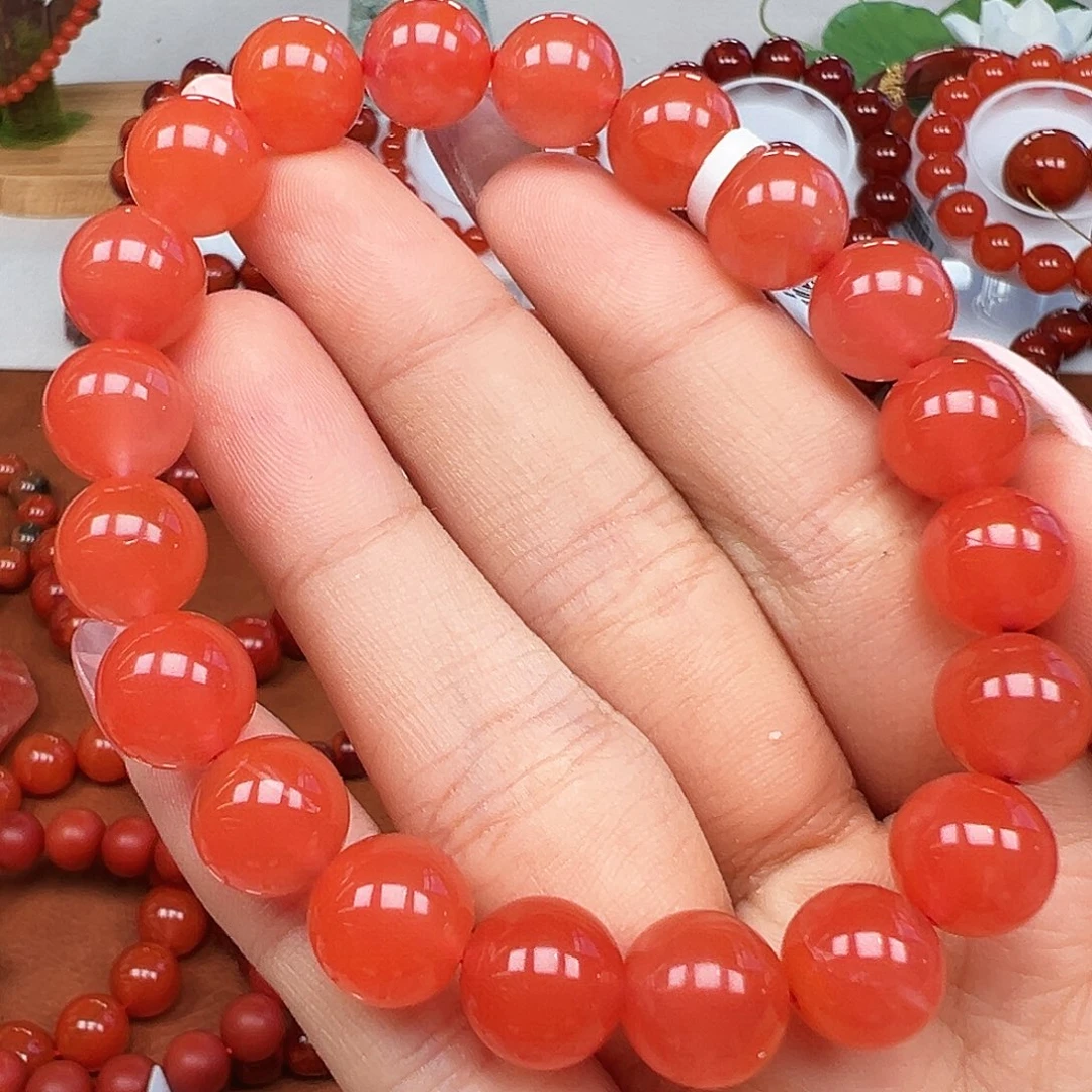 南红玛瑙未镶嵌手串福利 保山大水沟樱桃红卡10mm+