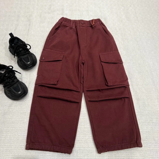 05283高端潮流时尚百搭一体绒口袋工装裤B17-3-4儿童休闲裤