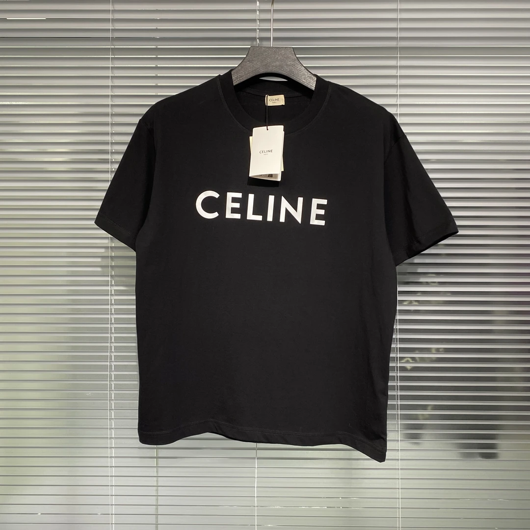 未使用 Celine/思琳 23春夏 经典字母印花logo 黑色短袖 L码 k458