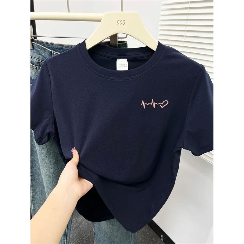 大码胖mm正肩短袖t恤女款爆款2025新款夏季韩版洋气时尚圆领上衣