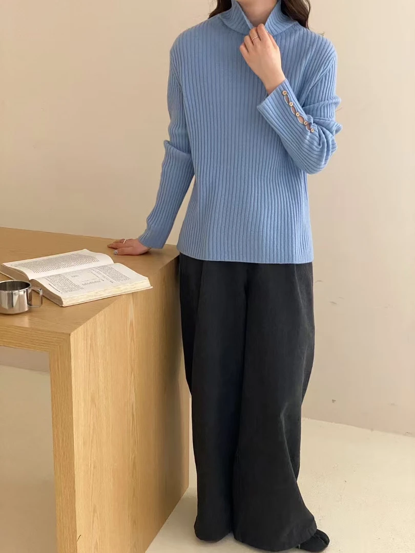 张金家百搭女人味气质长袖打底衫宽松羊毛衫上衣72160款