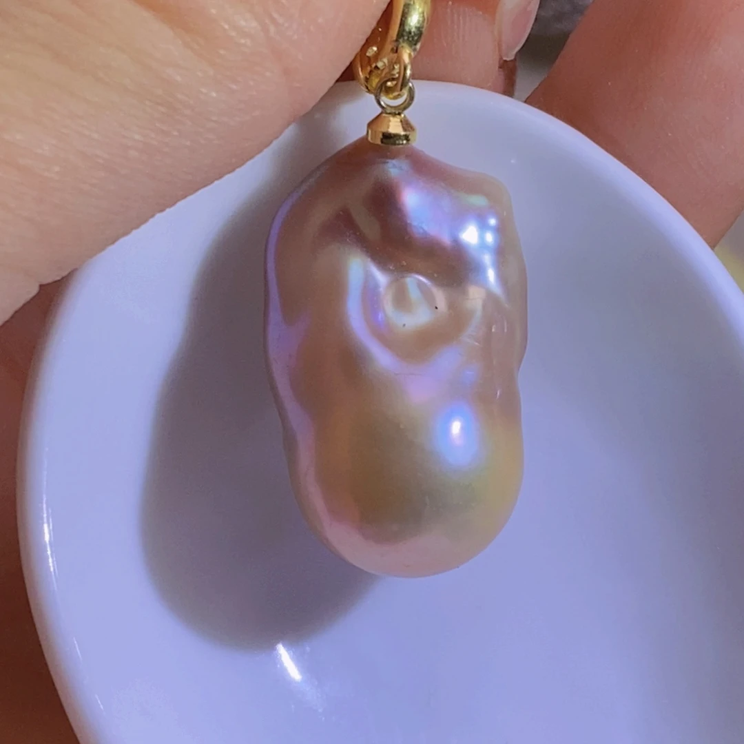 银S925镶嵌淡水珍珠天然淡水珍珠无染色无优化