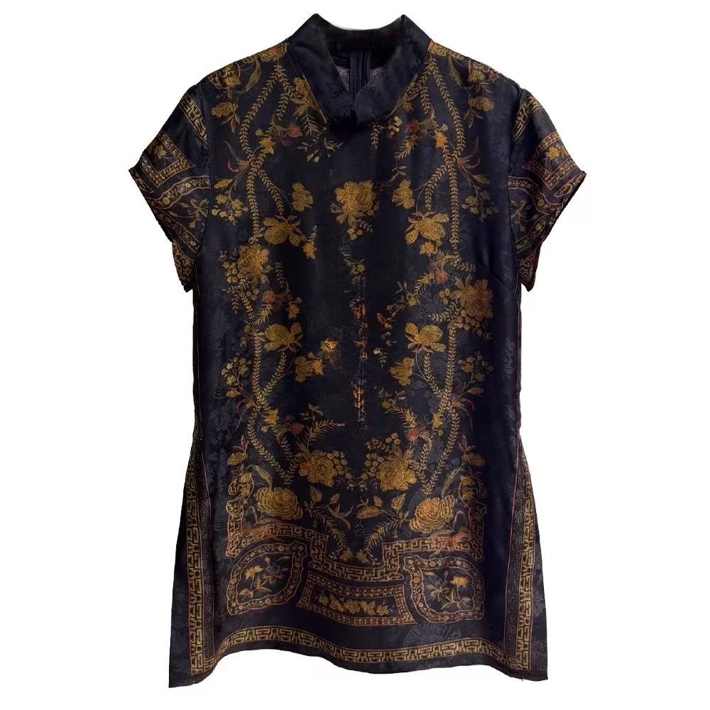 黑金--中式国风气质时尚百搭中长款日常穿搭显瘦文艺小众奥黛裙