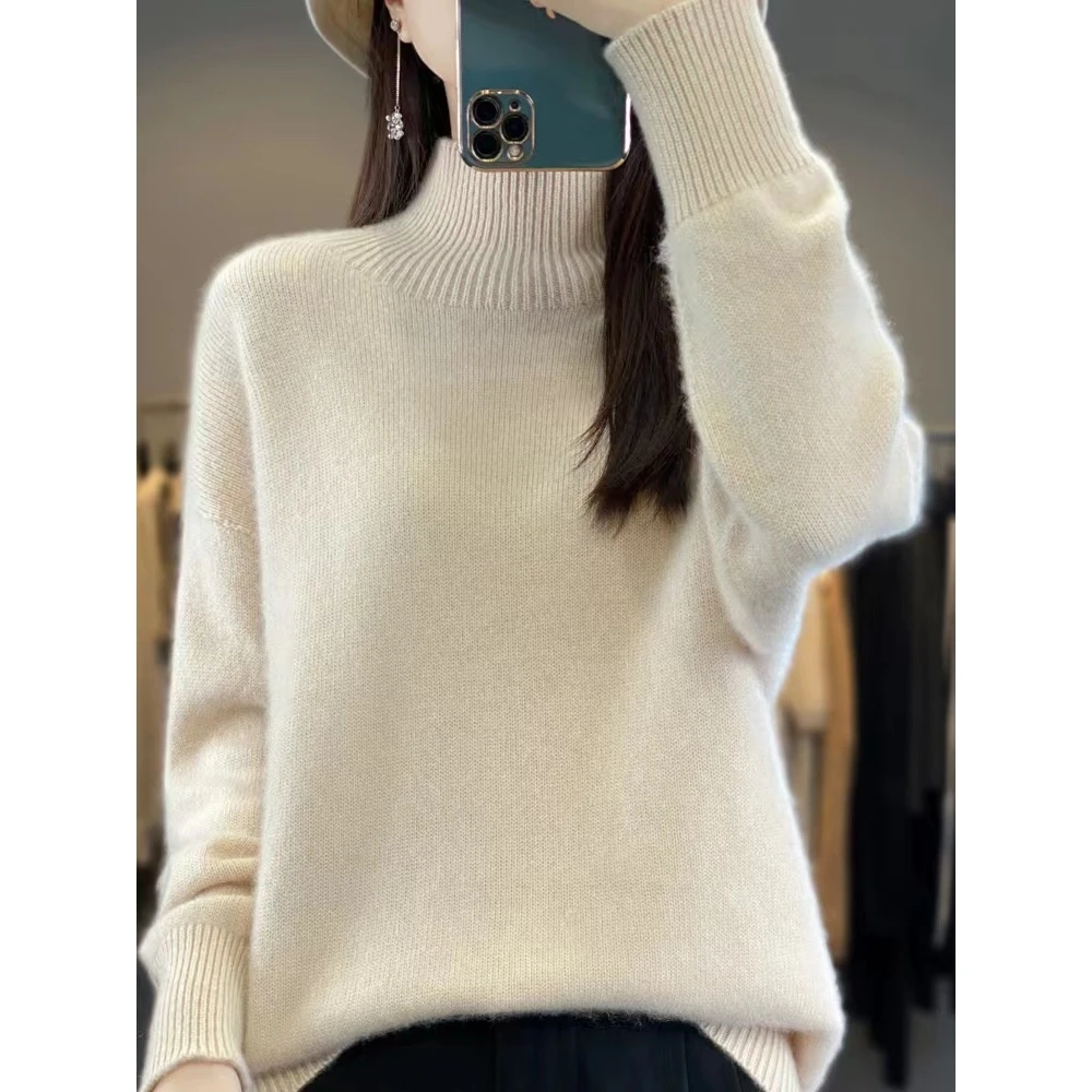 【梅姐专属】王菲同款加厚半高领针织羊毛衫YM-QHZM-025